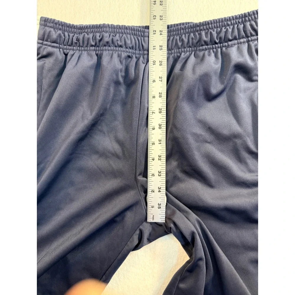 Adidas Mens Navy Blue White Triple Stripe Athletic Gym Shorts Pockets Medium